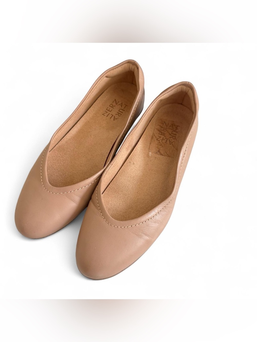 Naturalizer Women's Beige Tan Leather Slip-On Flats